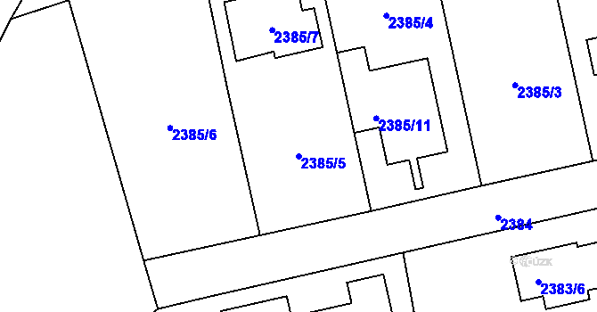 Parcela st. 2385/5 v KÚ Zbraslav, Katastrální mapa