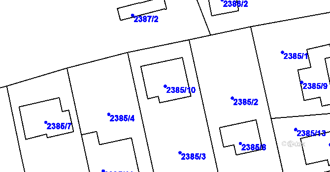 Parcela st. 2385/10 v KÚ Zbraslav, Katastrální mapa