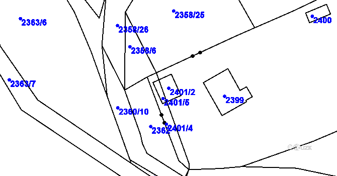Parcela st. 2401/2 v KÚ Zbraslav, Katastrální mapa