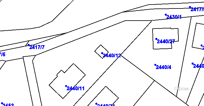 Parcela st. 2440/12 v KÚ Zbraslav, Katastrální mapa
