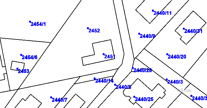 Parcela st. 2451 v KÚ Zbraslav, Katastrální mapa