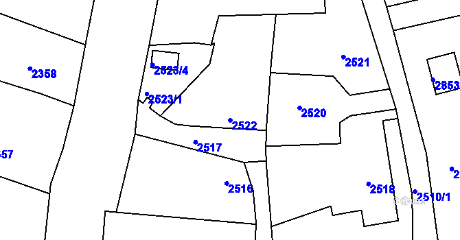 Parcela st. 2522 v KÚ Zbraslav, Katastrální mapa