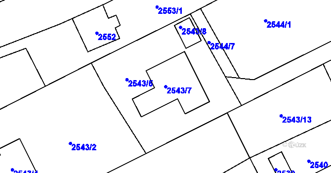 Parcela st. 2543/7 v KÚ Zbraslav, Katastrální mapa