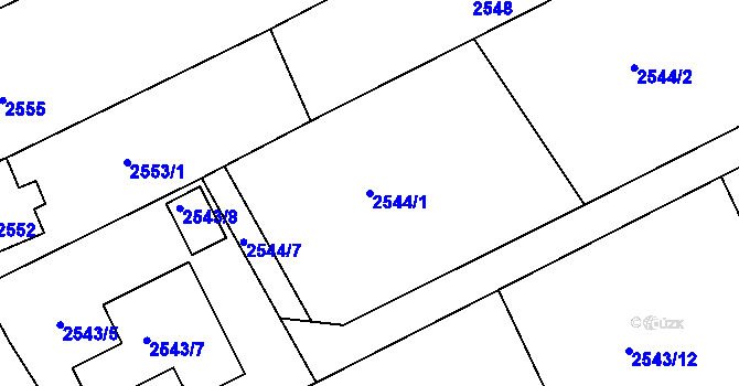 Parcela st. 2544/1 v KÚ Zbraslav, Katastrální mapa