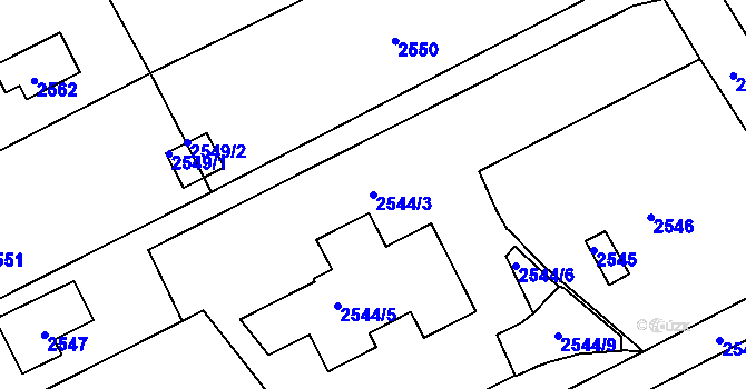 Parcela st. 2544/3 v KÚ Zbraslav, Katastrální mapa