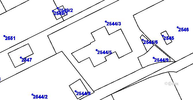 Parcela st. 2544/5 v KÚ Zbraslav, Katastrální mapa
