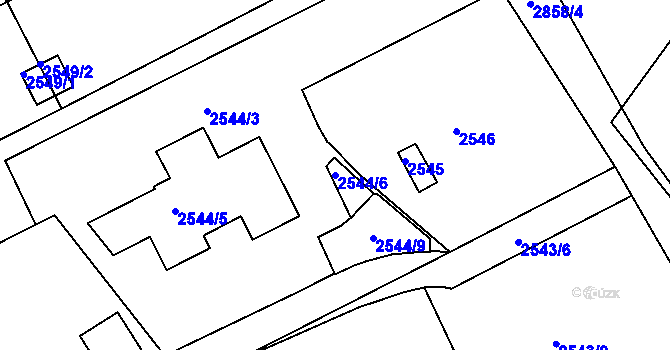 Parcela st. 2544/6 v KÚ Zbraslav, Katastrální mapa
