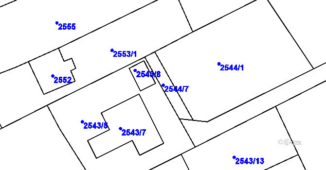 Parcela st. 2544/7 v KÚ Zbraslav, Katastrální mapa