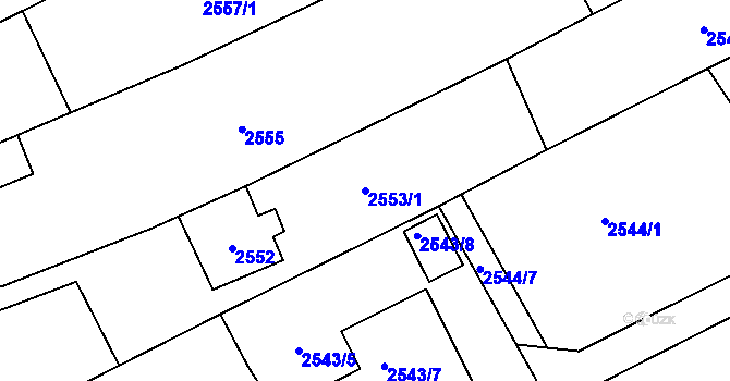 Parcela st. 2553/1 v KÚ Zbraslav, Katastrální mapa