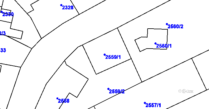 Parcela st. 2559/1 v KÚ Zbraslav, Katastrální mapa