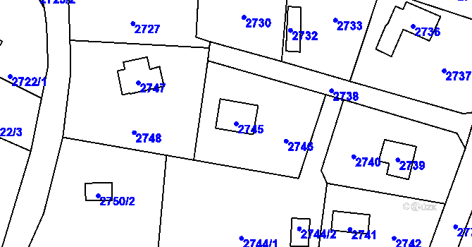 Parcela st. 2745 v KÚ Zbraslav, Katastrální mapa