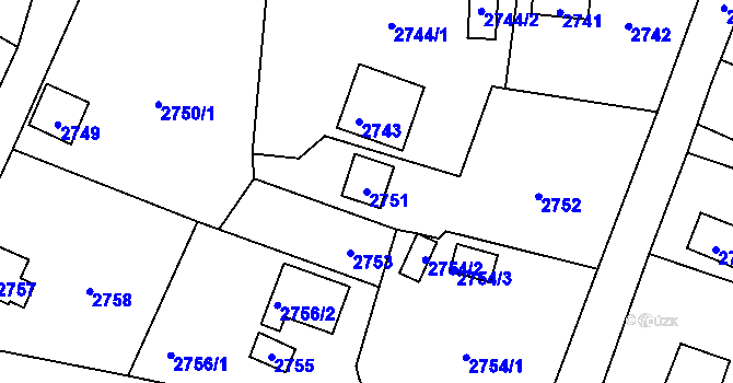 Parcela st. 2751 v KÚ Zbraslav, Katastrální mapa