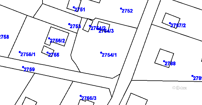 Parcela st. 2754/1 v KÚ Zbraslav, Katastrální mapa