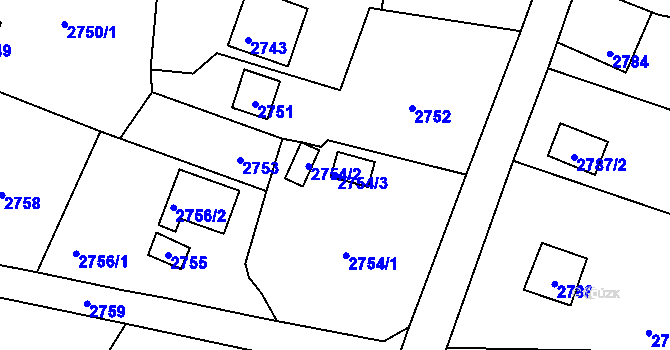 Parcela st. 2754/3 v KÚ Zbraslav, Katastrální mapa