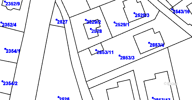 Parcela st. 2853/11 v KÚ Zbraslav, Katastrální mapa