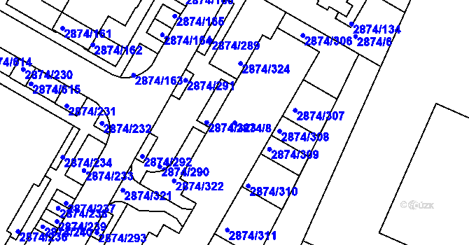 Parcela st. 2874/8 v KÚ Zbraslav, Katastrální mapa