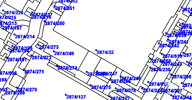 Parcela st. 2874/32 v KÚ Zbraslav, Katastrální mapa