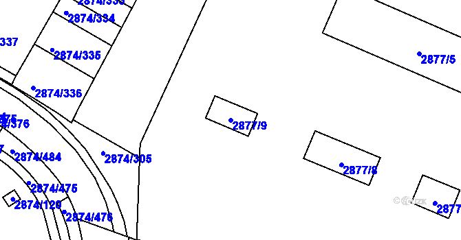 Parcela st. 2877/9 v KÚ Zbraslav, Katastrální mapa