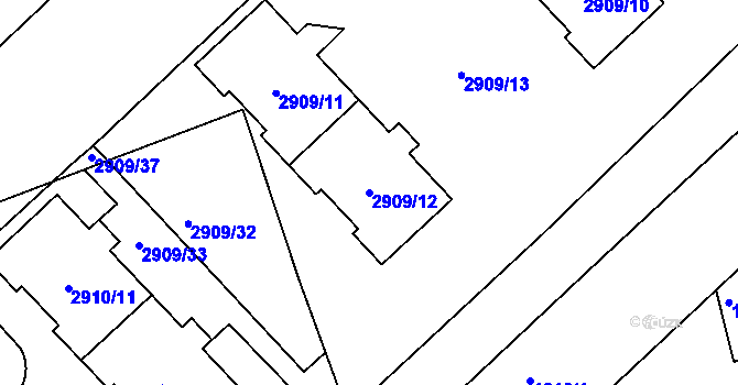 Parcela st. 2909/12 v KÚ Zbraslav, Katastrální mapa