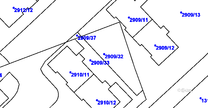 Parcela st. 2909/32 v KÚ Zbraslav, Katastrální mapa