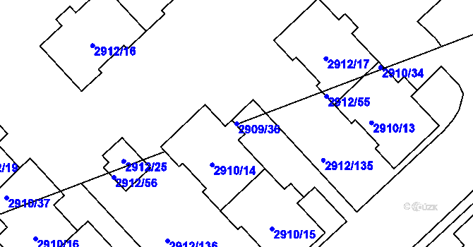 Parcela st. 2909/36 v KÚ Zbraslav, Katastrální mapa
