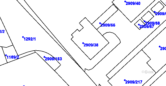 Parcela st. 2909/38 v KÚ Zbraslav, Katastrální mapa