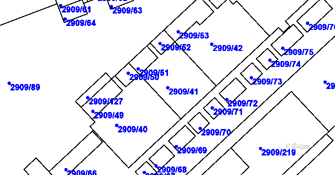 Parcela st. 2909/41 v KÚ Zbraslav, Katastrální mapa