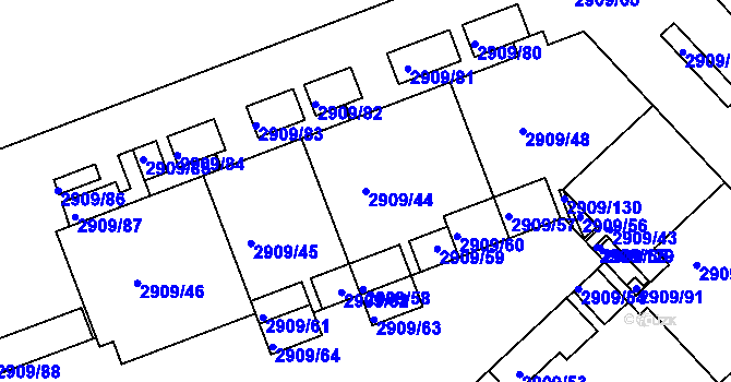 Parcela st. 2909/44 v KÚ Zbraslav, Katastrální mapa