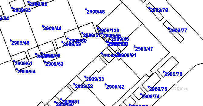 Parcela st. 2909/54 v KÚ Zbraslav, Katastrální mapa