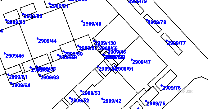 Parcela st. 2909/55 v KÚ Zbraslav, Katastrální mapa