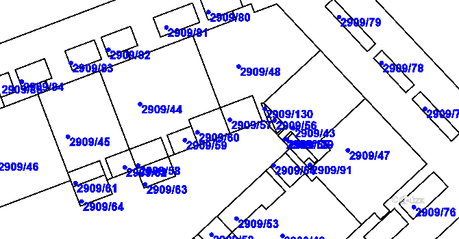 Parcela st. 2909/57 v KÚ Zbraslav, Katastrální mapa