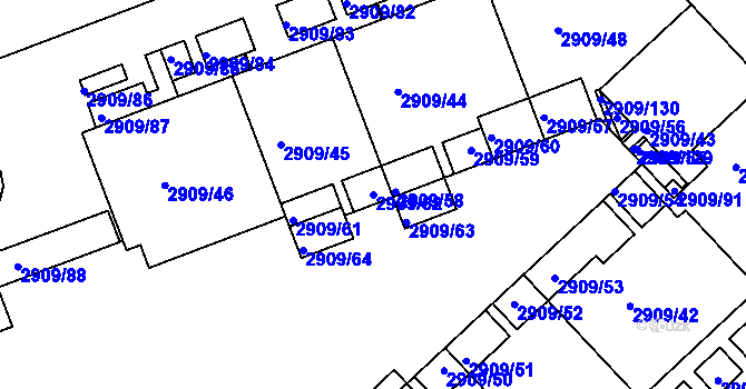 Parcela st. 2909/62 v KÚ Zbraslav, Katastrální mapa