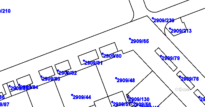 Parcela st. 2909/80 v KÚ Zbraslav, Katastrální mapa