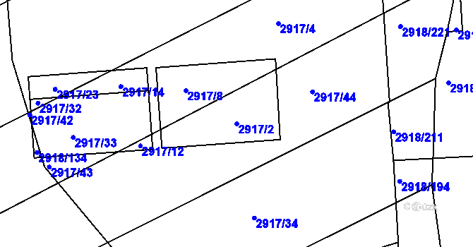 Parcela st. 2917/2 v KÚ Zbraslav, Katastrální mapa