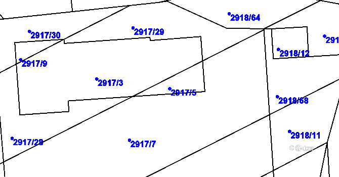 Parcela st. 2917/5 v KÚ Zbraslav, Katastrální mapa
