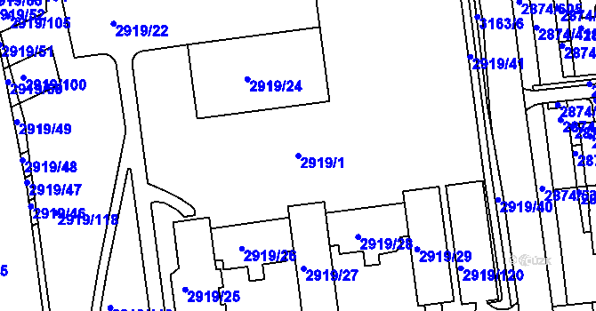 Parcela st. 2919/1 v KÚ Zbraslav, Katastrální mapa