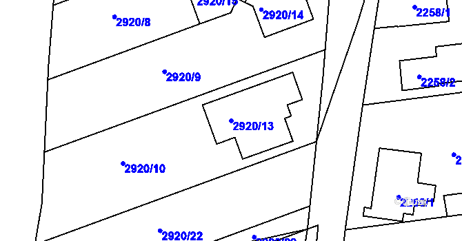 Parcela st. 2920/13 v KÚ Zbraslav, Katastrální mapa