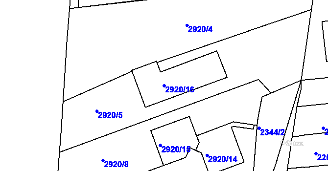 Parcela st. 2920/16 v KÚ Zbraslav, Katastrální mapa