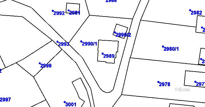 Parcela st. 2989 v KÚ Zbraslav, Katastrální mapa