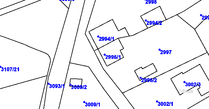 Parcela st. 2996/1 v KÚ Zbraslav, Katastrální mapa