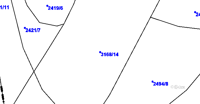 Parcela st. 3168/14 v KÚ Zbraslav, Katastrální mapa