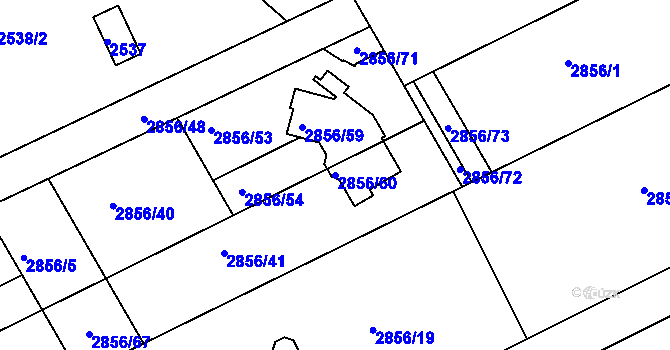Parcela st. 2856/60 v KÚ Zbraslav, Katastrální mapa