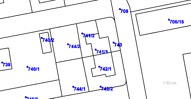 Parcela st. 741/1 v KÚ Zbraslav, Katastrální mapa