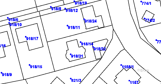 Parcela st. 918/14 v KÚ Zbraslav, Katastrální mapa