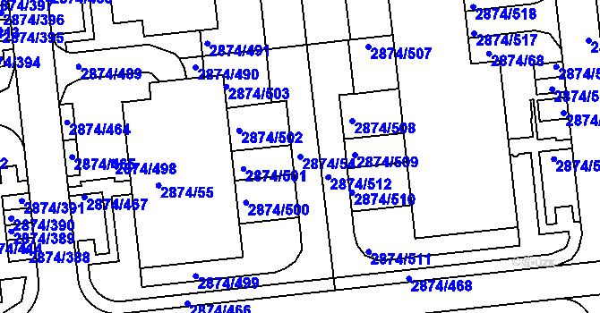 Parcela st. 2874/54 v KÚ Zbraslav, Katastrální mapa