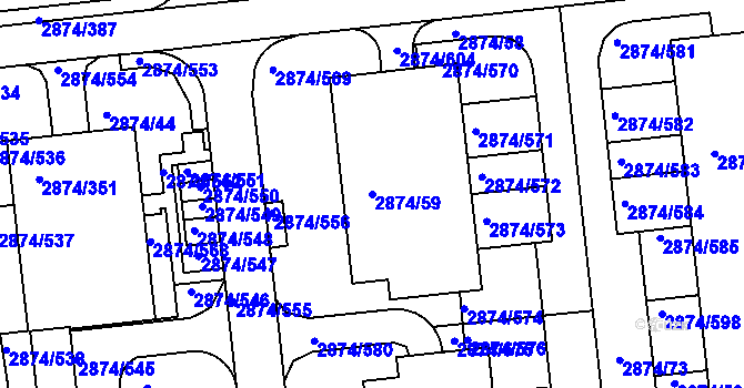 Parcela st. 2874/59 v KÚ Zbraslav, Katastrální mapa