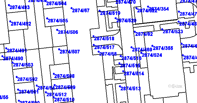 Parcela st. 2874/68 v KÚ Zbraslav, Katastrální mapa