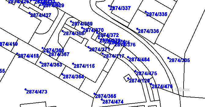 Parcela st. 2874/117 v KÚ Zbraslav, Katastrální mapa