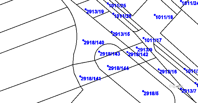 Parcela st. 2918/143 v KÚ Zbraslav, Katastrální mapa