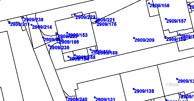 Parcela st. 2909/188 v KÚ Zbraslav, Katastrální mapa